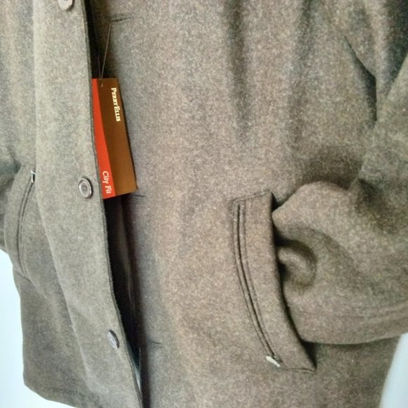 NWT Perry Ellis Portfolio M Gray Button Half Zip Wool Cashmere Jacket - Picture 2 of 7